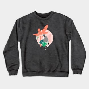 Lemurs in a Pink Jungle Crewneck Sweatshirt